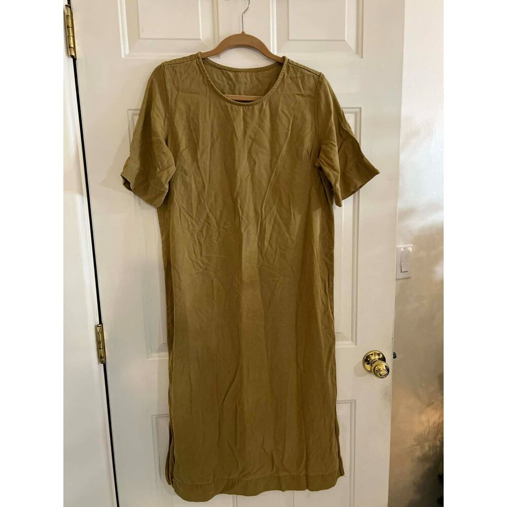 Everlane Shirt Dress Oversized Small Tencel Lyocell Khaki Brown Minimalist